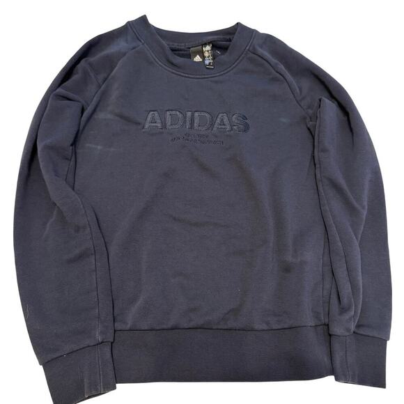 Adidas Sweatshirt Women's Embroidered Logo Pullover Navy Blue Crewneck Small - Picture 1 of 5